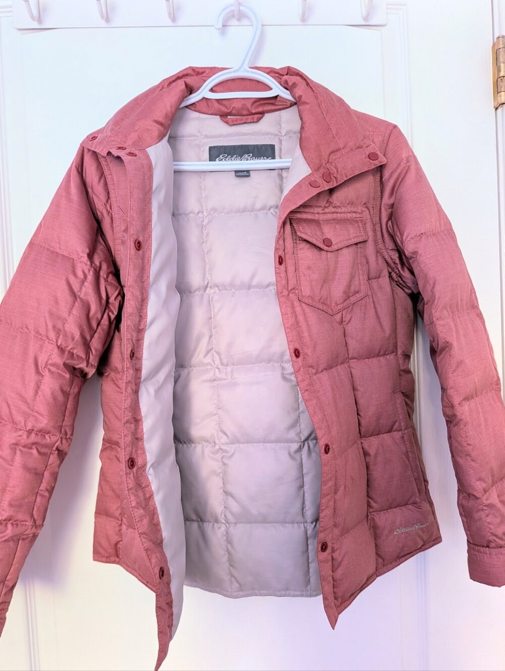 Eddie Bauer Quilted Down Puffer Jacket in Dusty Rose - Picture 4 of 7